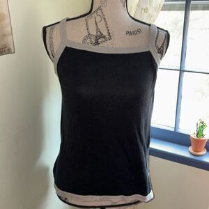 Kevo silk black woven tank top L